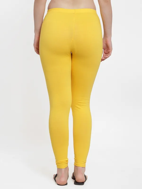 Yellow_Cotton_Lycra_Legging_For_Women