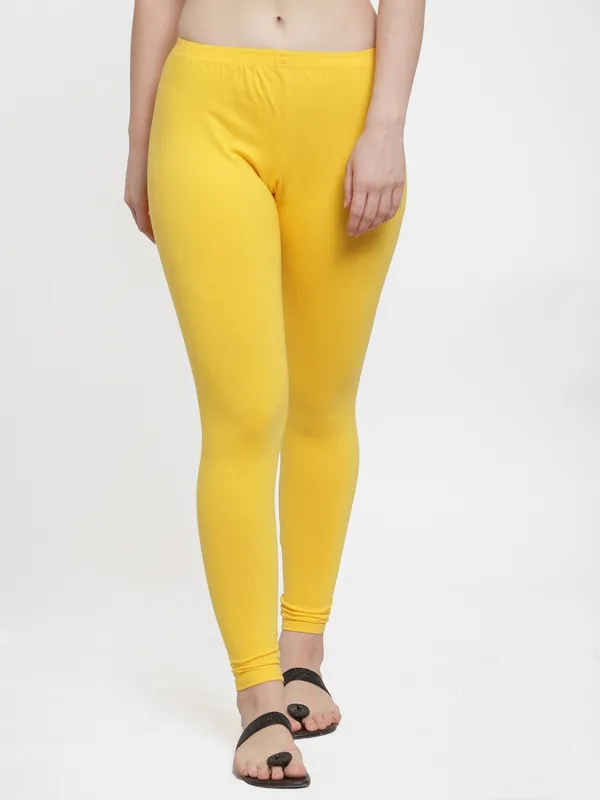 Yellow_Cotton_Lycra_Legging_For_Women
