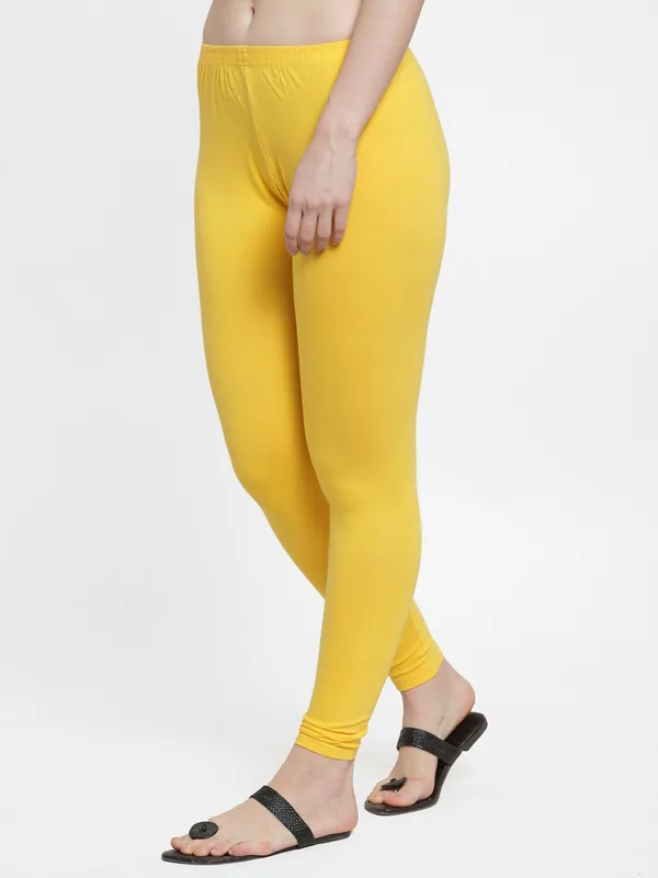 Yellow_Cotton_Lycra_Legging_For_Women