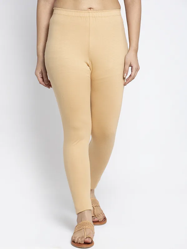 Beige_Cotton_Lycra_Legging_For_Women