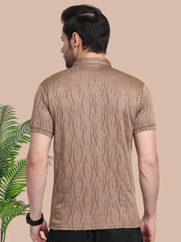 Dark_Beige_Polycotton_T-Shirt_For_Men