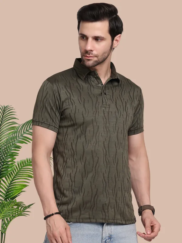 Olive_Polycotton_T-Shirt_For_Men