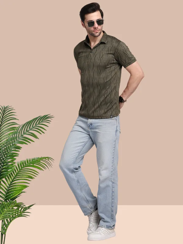 Olive_Polycotton_T-Shirt_For_Men