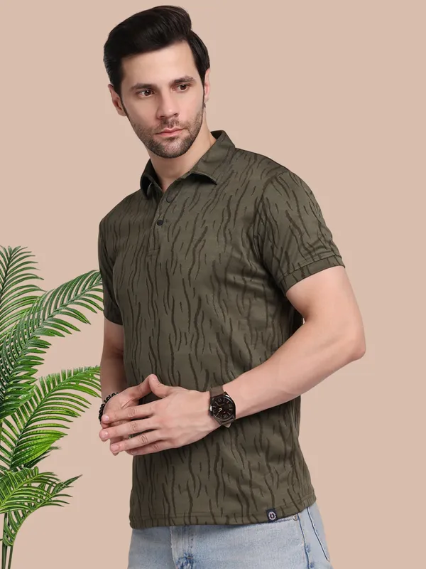 Olive_Polycotton_T-Shirt_For_Men