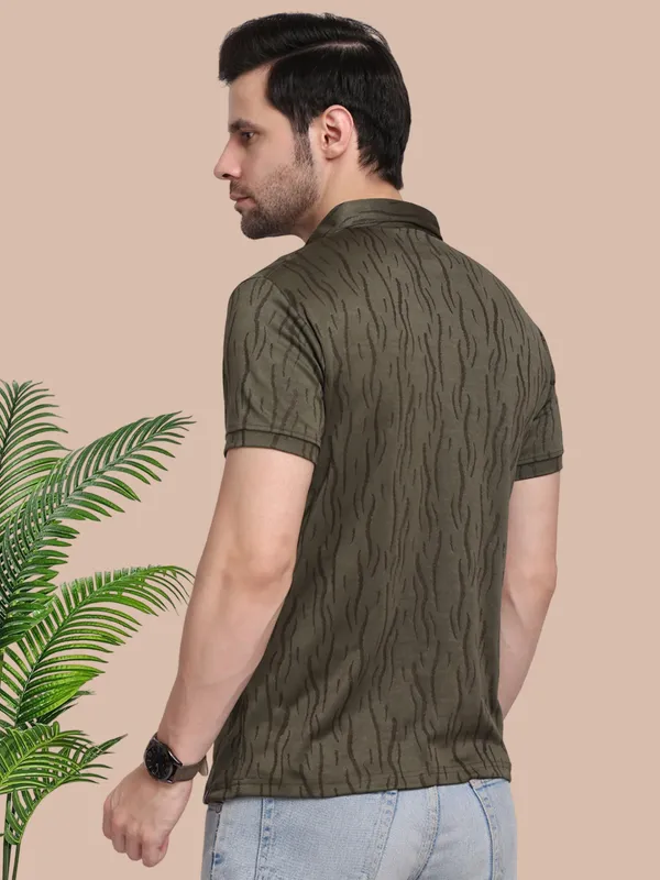 Olive_Polycotton_T-Shirt_For_Men