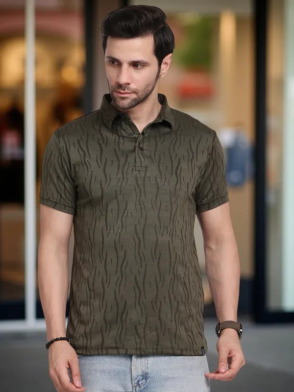 Olive_Polycotton_T-Shirt_For_Men