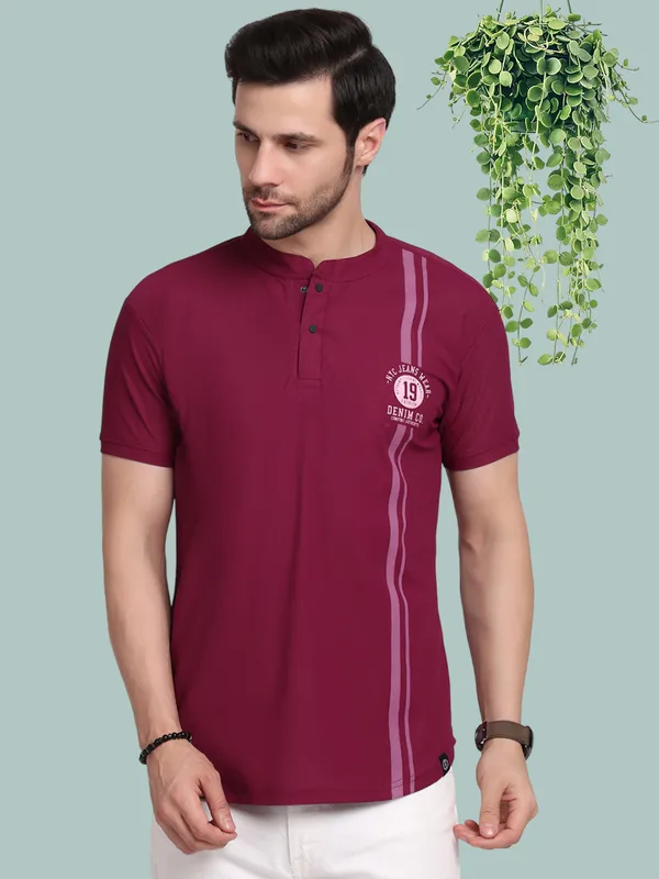 Purple_Polycotton_T-Shirt_For_Men