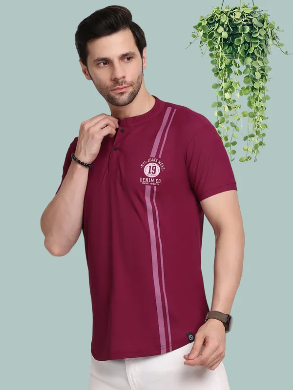 Purple_Polycotton_T-Shirt_For_Men
