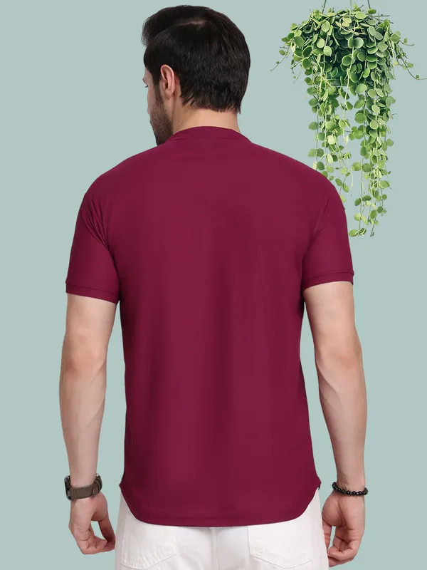 Purple_Polycotton_T-Shirt_For_Men