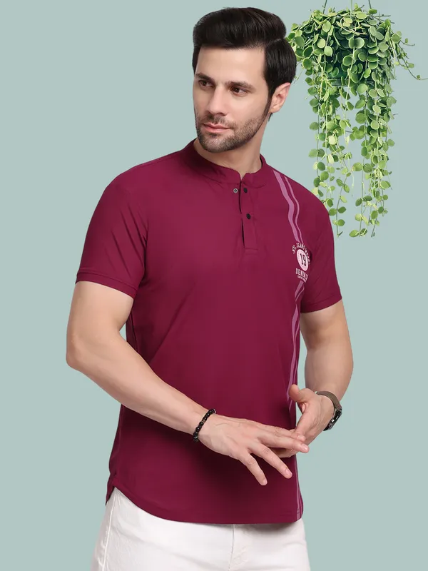 Purple_Polycotton_T-Shirt_For_Men