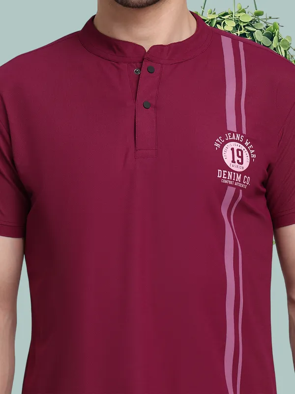 Purple_Polycotton_T-Shirt_For_Men