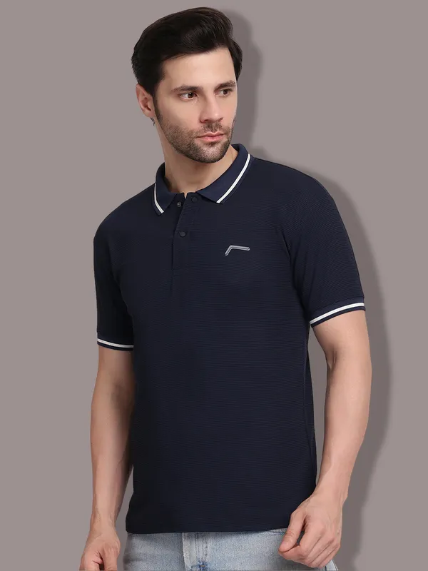 Navy_Blue_Polycotton_T-Shirt_For_Men