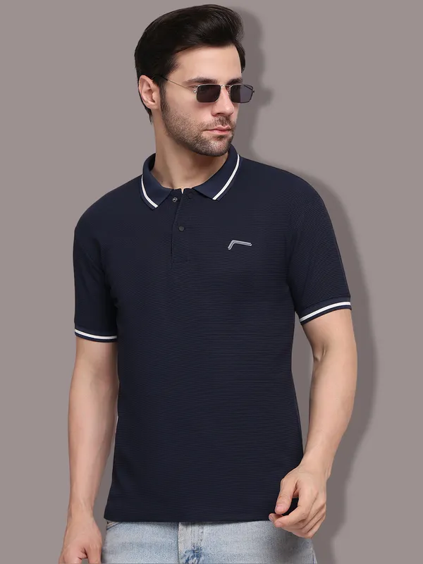 Navy_Blue_Polycotton_T-Shirt_For_Men
