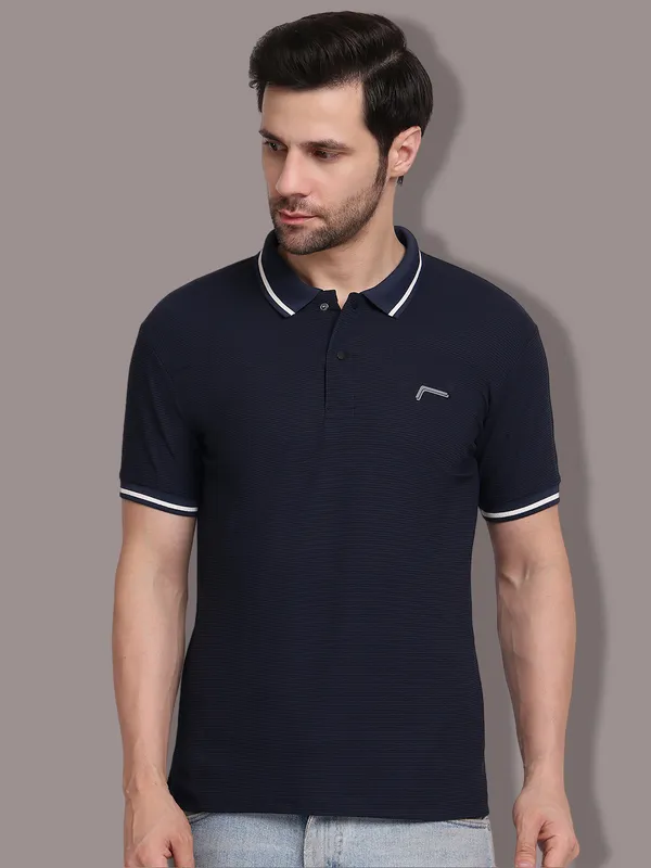 Navy_Blue_Polycotton_T-Shirt_For_Men