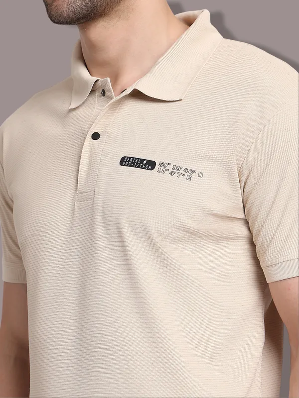 Beige_Polycotton_T-Shirt_For_Men