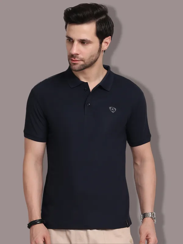 Navy_Blue_Polycotton_T-Shirt_For_Men