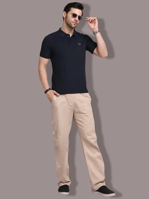 Navy_Blue_Polycotton_T-Shirt_For_Men