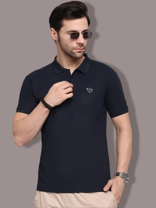 Navy_Blue_Polycotton_T-Shirt_For_Men