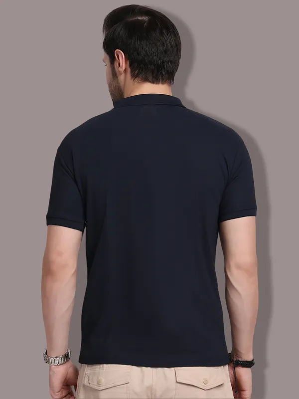 Navy_Blue_Polycotton_T-Shirt_For_Men