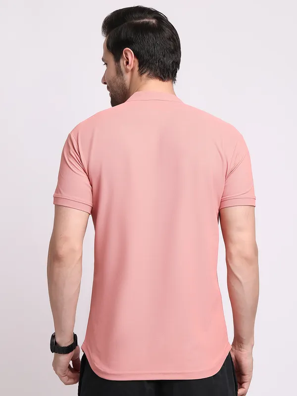 Peach_Polycotton_T-Shirt_For_Men
