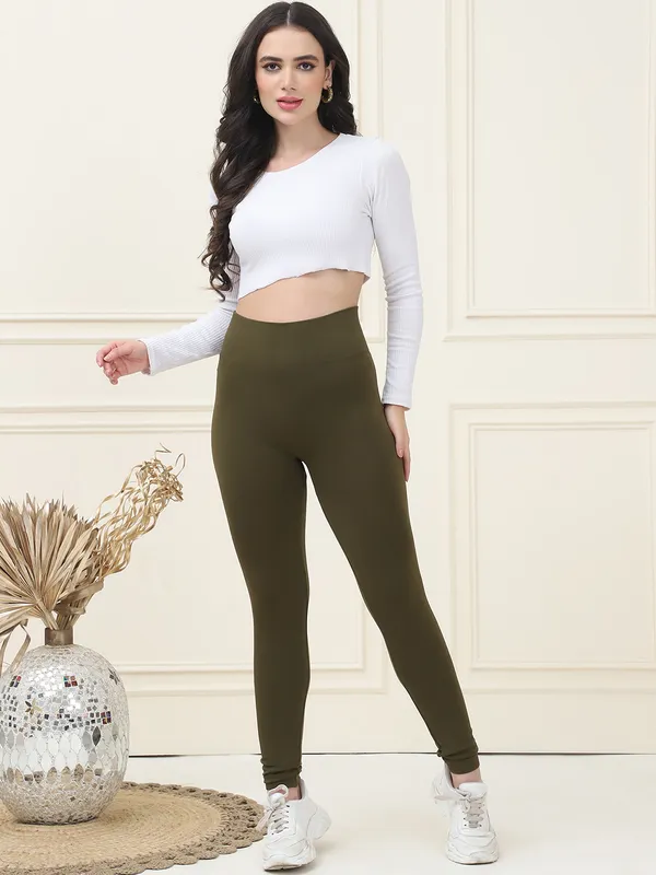 Green_75%_Nylon_&_25%_Spandex_Legging_For_Women