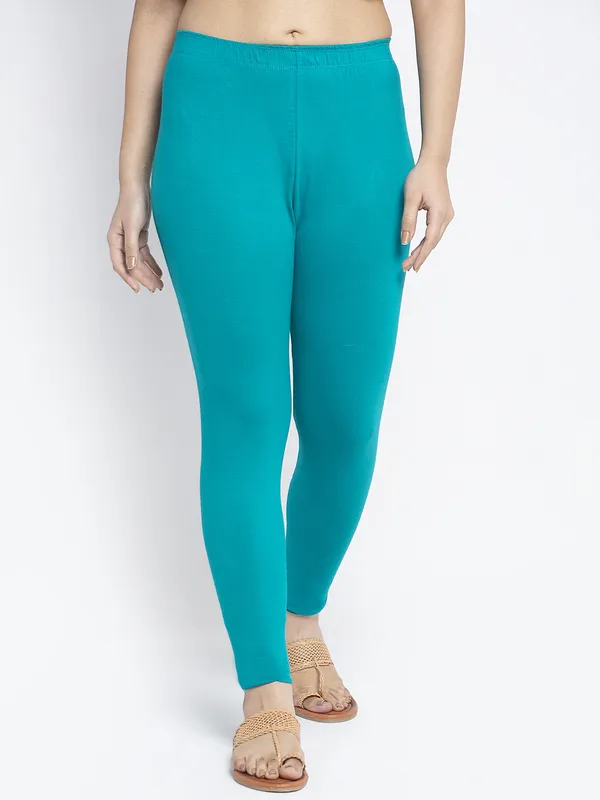 Sea_Green_Cotton_Lycra_Legging_For_Women