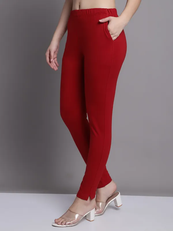 Maroon_Cotton_Lycra_Legging_For_Women