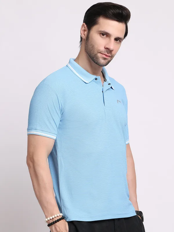 Turquoise_Blue_Polycotton_T-Shirt_For_Men