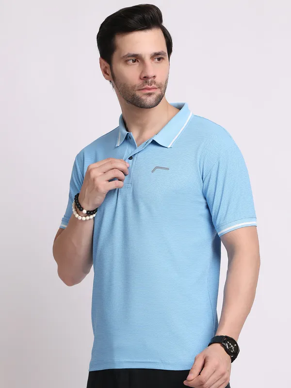 Turquoise_Blue_Polycotton_T-Shirt_For_Men