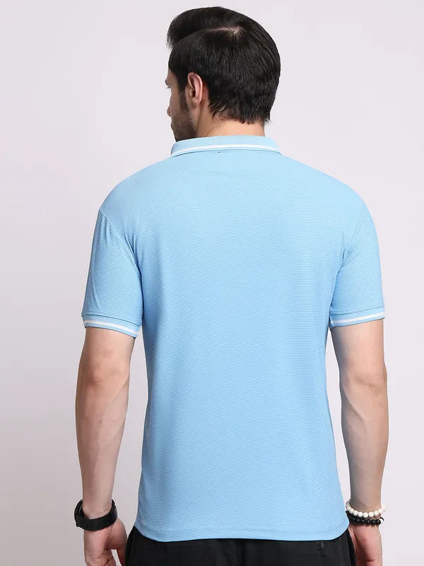 Turquoise_Blue_Polycotton_T-Shirt_For_Men