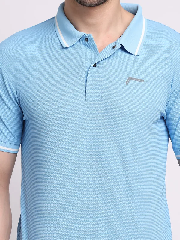 Turquoise_Blue_Polycotton_T-Shirt_For_Men