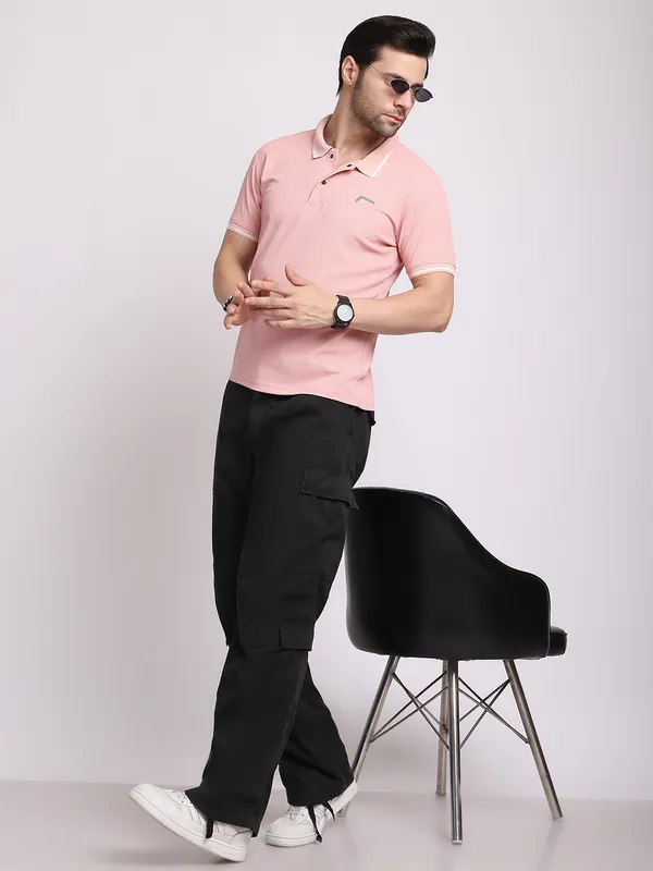 Pink_Polycotton_T-Shirt_For_Men