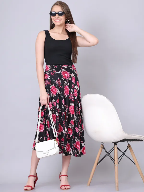 Multi_Color_Polyester_Lycra_Skirt_For_Women