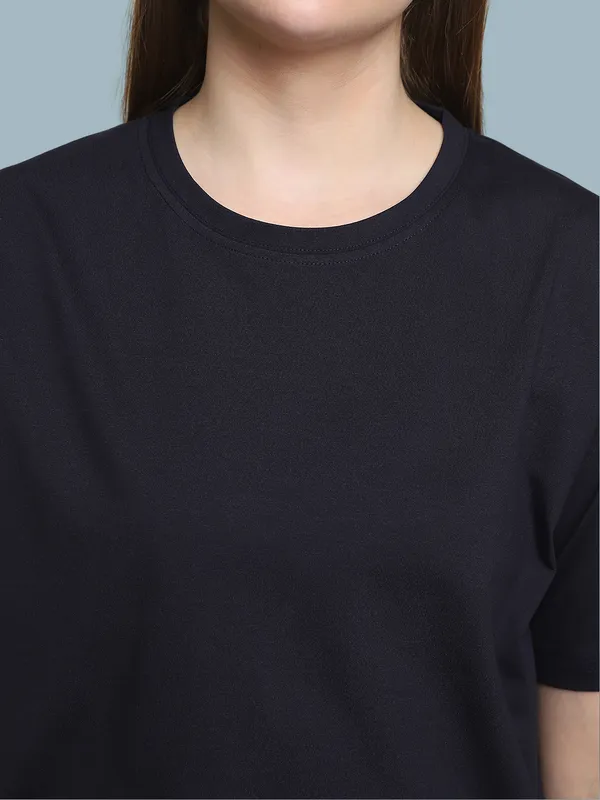 Navy_Blue_Cotton_T-Shirt_For_Women