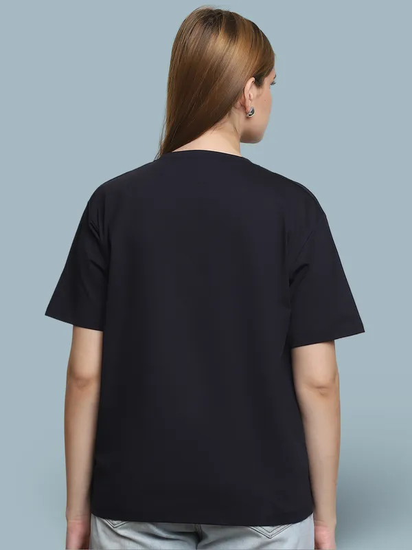 Navy_Blue_Cotton_T-Shirt_For_Women