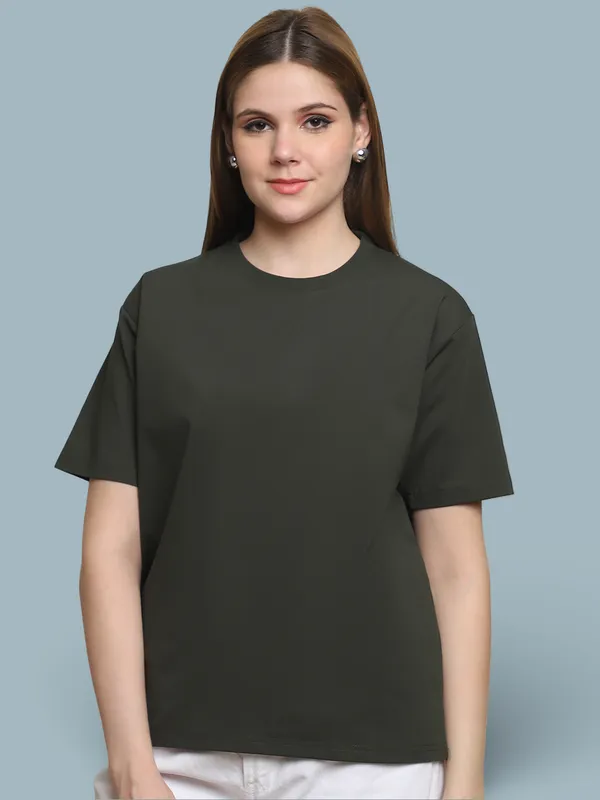 Olive_Cotton_T-Shirt_For_Women