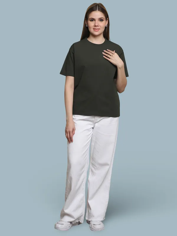 Olive_Cotton_T-Shirt_For_Women
