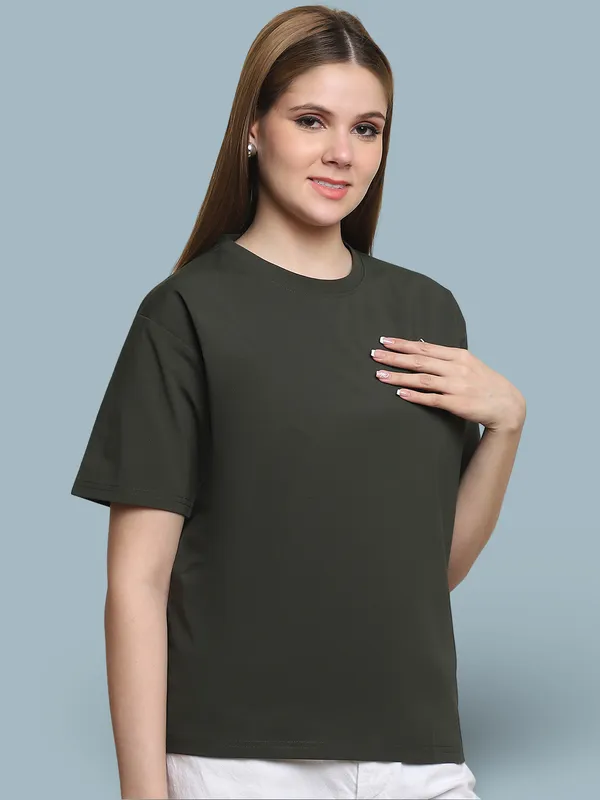 Olive_Cotton_T-Shirt_For_Women