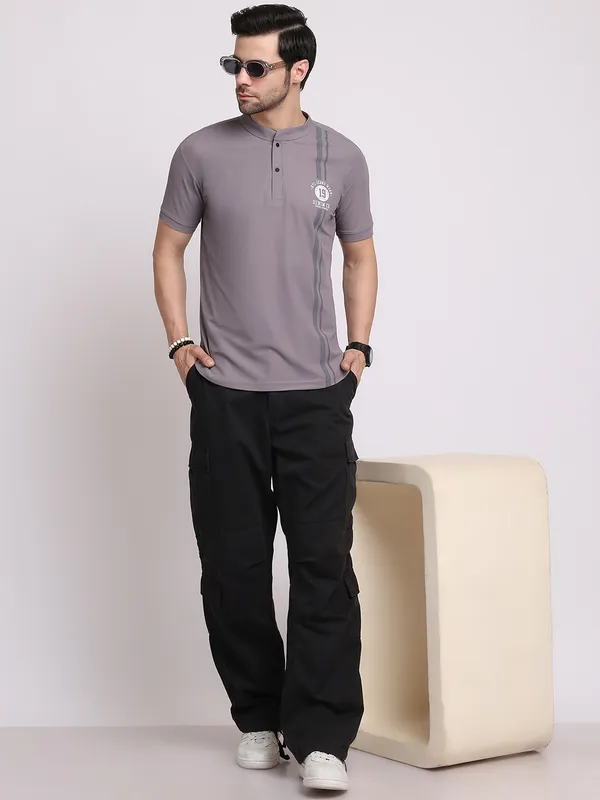 Grey_Polycotton_T-Shirt_For_Men