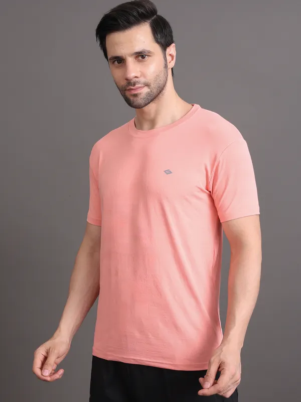 Peach_Polyester_Tshirt_For_Men