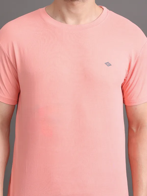 Peach_Polyester_Tshirt_For_Men