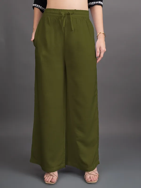 Olive_Rayon_Palazzo_For_Women