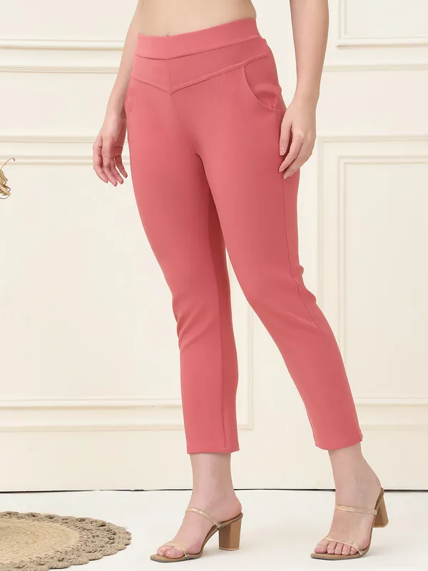 Peach_Lycra_Polyester_Spandex_Jegging_For_Women