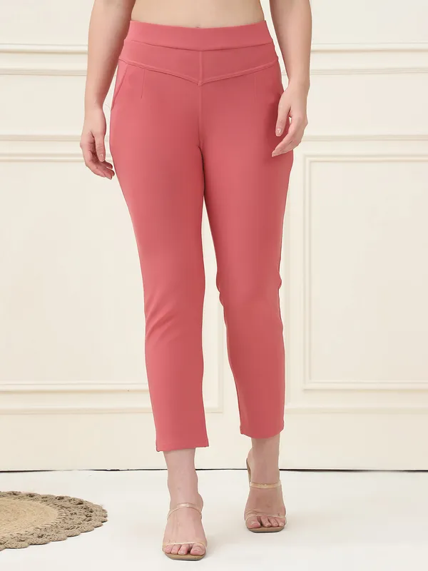 Peach_Lycra_Polyester_Spandex_Jegging_For_Women