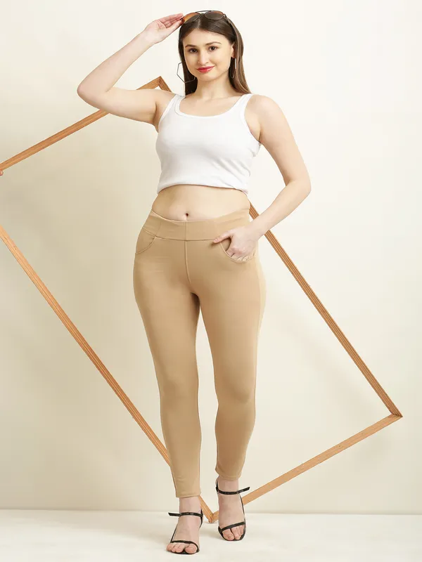 Beige_Tencel_Jegging_For_Women
