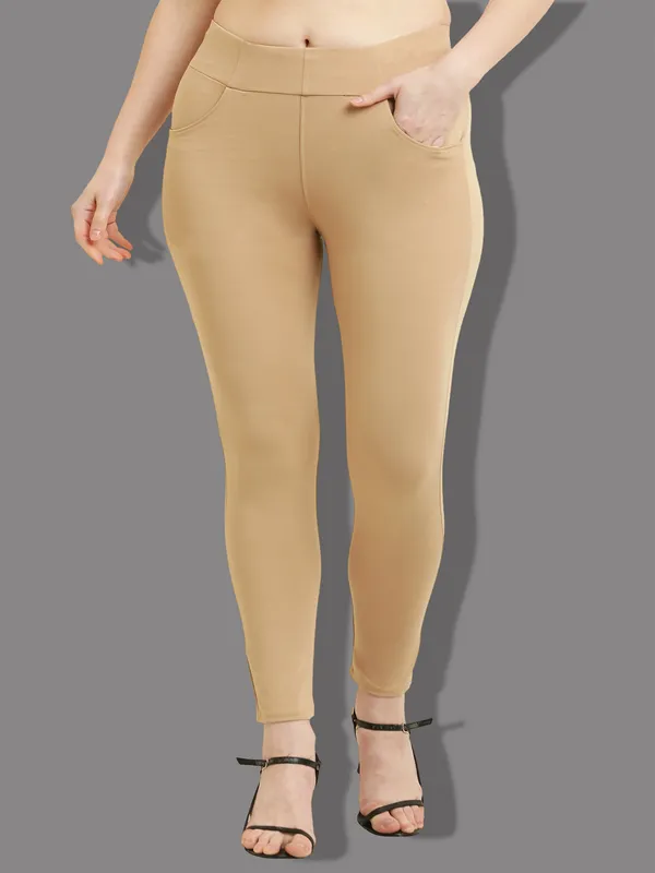 Beige_Tencel_Jegging_For_Women