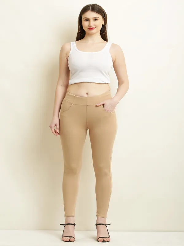 Beige_Tencel_Jegging_For_Women