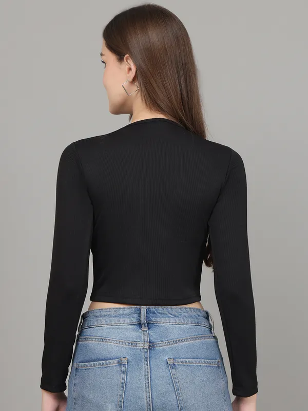 Women_Lifestyles_cotton_Rib_Full_sleeve_Black_Crop_Tops