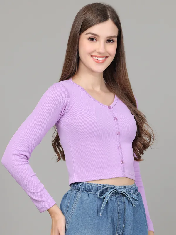 Women_Lifestyles_cotton_Rib_Full_sleeve_Purple_Crop_Tops