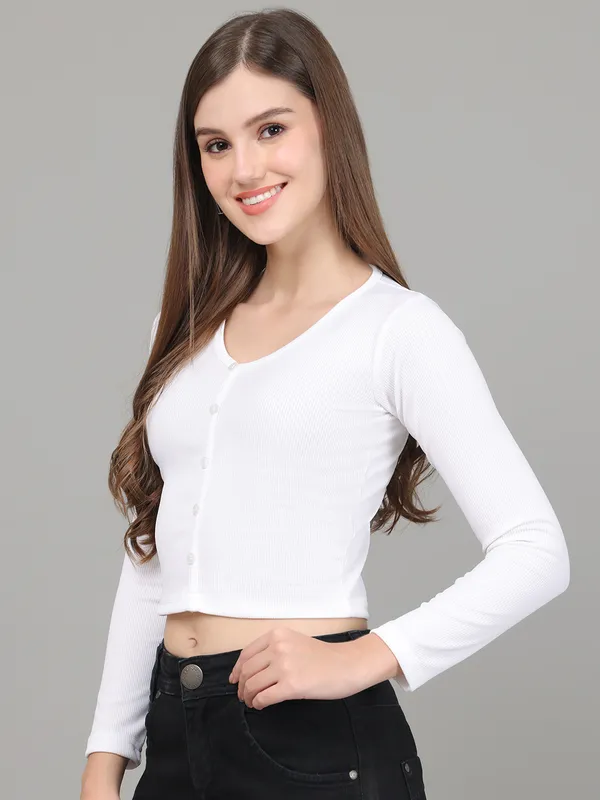 Women_Lifestyles_cotton_Rib_Full_sleeve_White_Crop_Tops